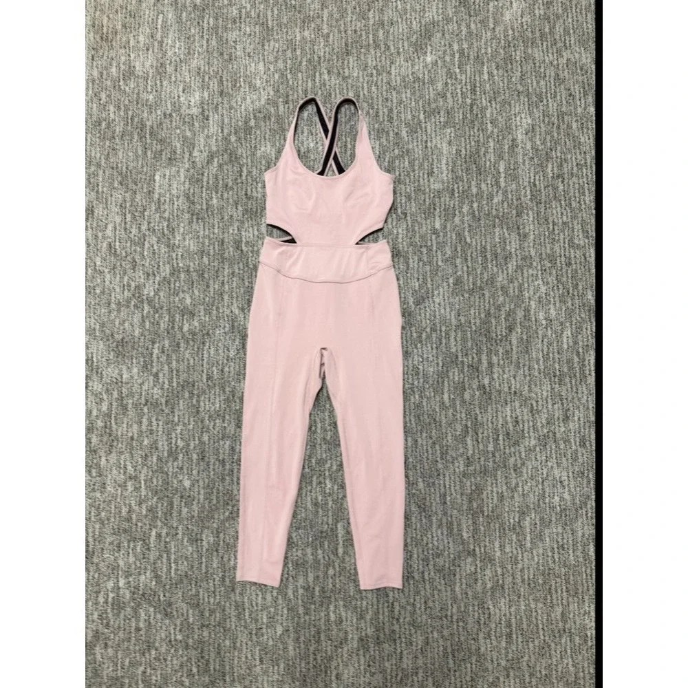 Free People‎ Movement Jumpsuit Womens Medium Back It Up Mauve Pink Athleisure